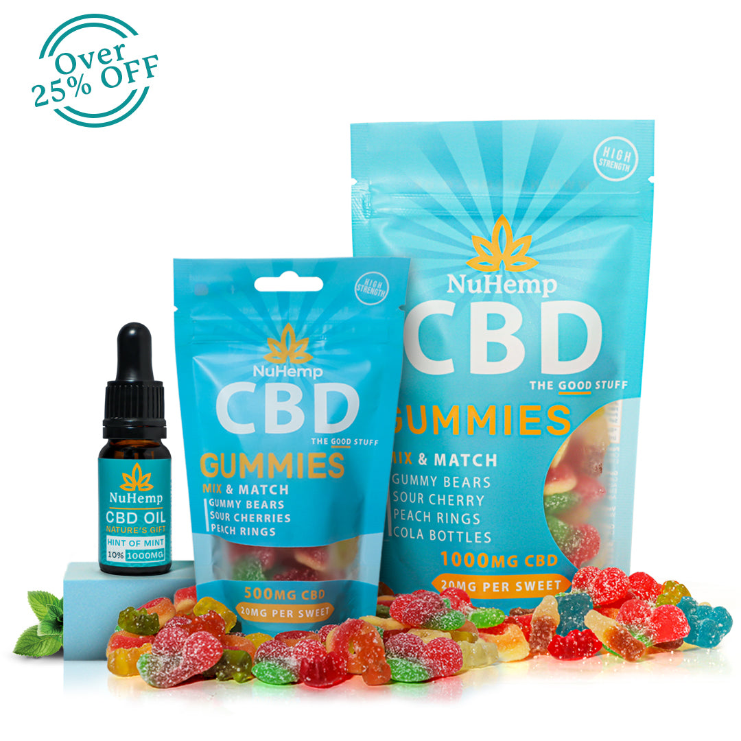 1000mg and 500mg CBD Gummy Bags + 1000mg CBD Oil